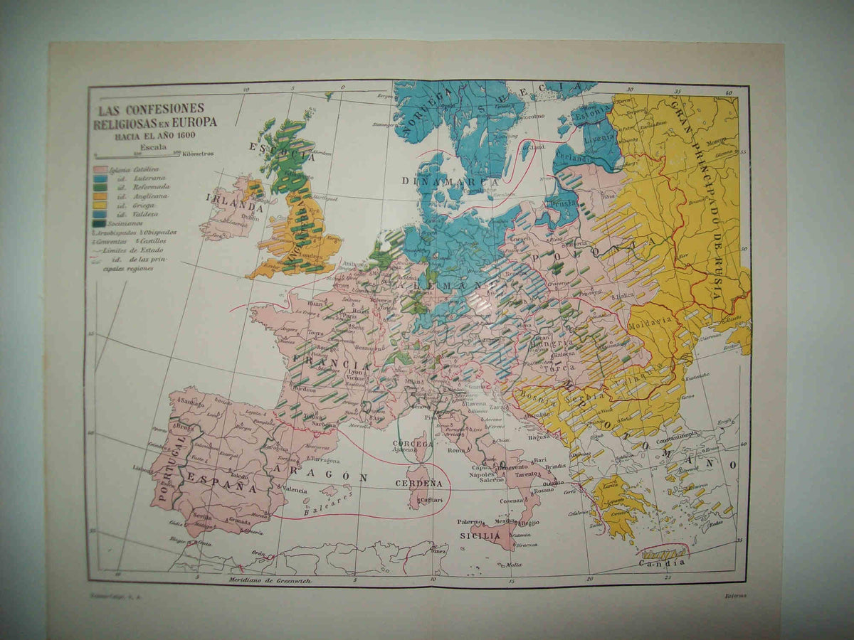 LAMINA ESPASA 31013: Mapa de las religiones de Europa