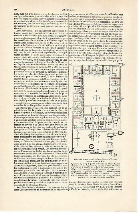 LAMINA ESPASA 31015: Planta de la Cartuja de Clemont Ferrand