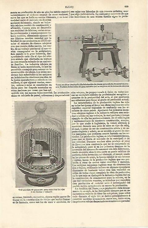 LAMINA ESPASA 31024: Torno para fabricacion de relojes