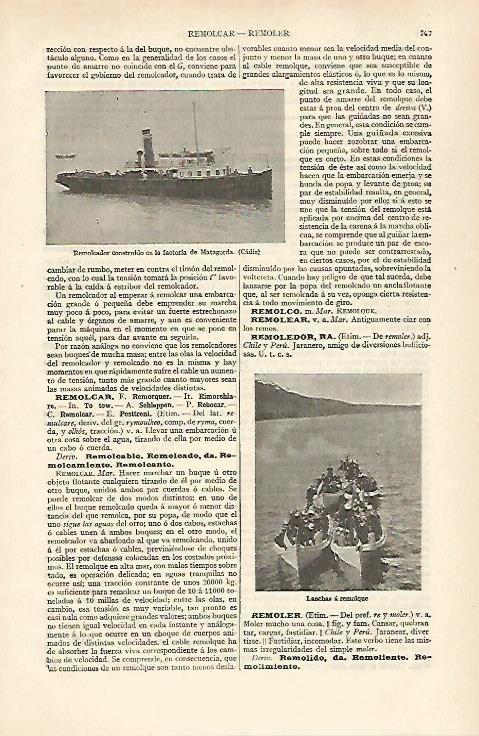 LAMINA ESPASA 31039: Remolcador en Cadiz