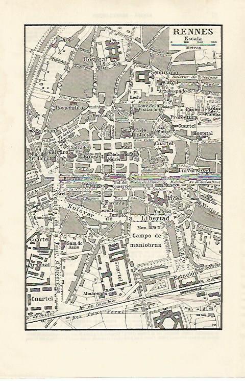 LAMINA ESPASA 31048: Plano de Rennes Francia