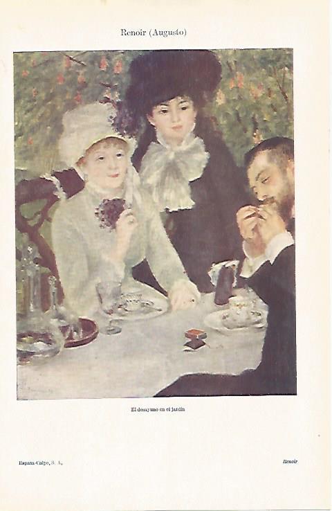 LAMINA ESPASA 31050: El desayuno en el jardin por Renoir
