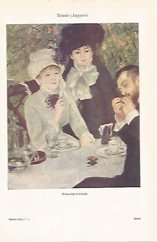 LAMINA ESPASA 31050: El desayuno en el jardin por Renoir