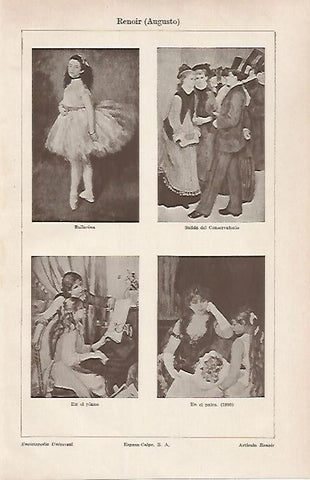 LAMINA ESPASA 31051: Bailarina Salida del Conservatorio En el piano y En el palco por Renoir