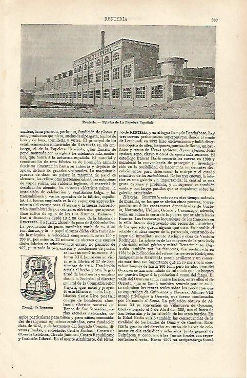 LAMINA ESPASA 31053: Fabrica de la Papelera Española en Renteria