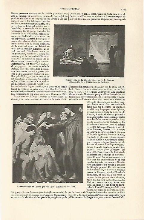 LAMINA ESPASA 31082: LA resurreccion por Van Dyck y Resurreccion de la hija de Jairo por Gerome
