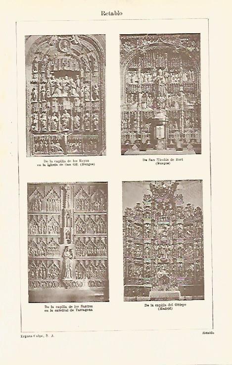 LAMINA ESPASA 31087: Retablos de Burgos Tarragona y Madrid