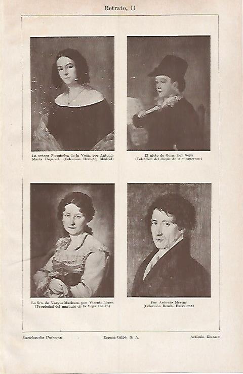 LAMINA ESPASA 31097: Retratos por Esquivel Goya V. Lopez y A. Mercar
