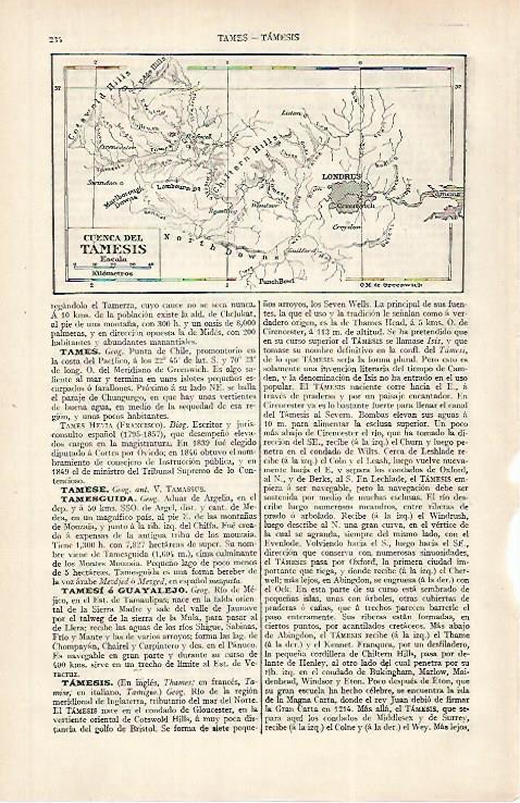 LAMINA ESPASA 31153: Mapa de la cuenca del Tamesis
