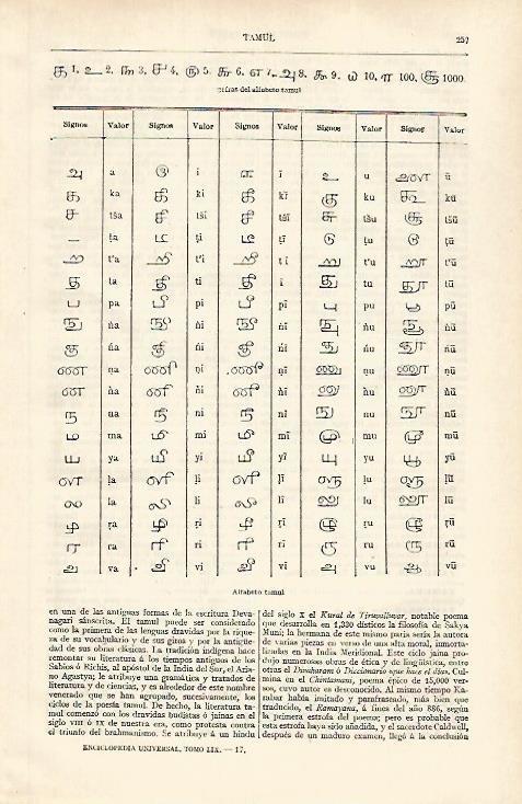 LAMINA ESPASA 31158: Alfabeto tamul
