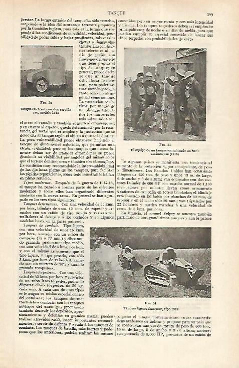 LAMINA ESPASA 31185: Tanques de 1915 y 1918