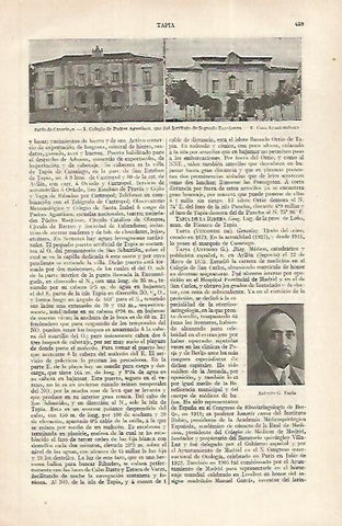 LAMINA ESPASA 31197: Colegio Agustinos y Ayuntamiento de Tapia de Casariego Oviedo