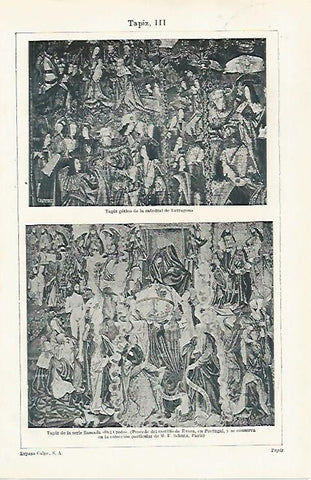 LAMINA ESPASA 31214: Tapiz de la catedral de Tarragona y tapiz del Credo