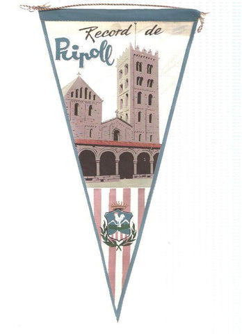 BANDERIN: RIPOLL - Ilustracion del monasterio de Ripoll y escudo de la localidad