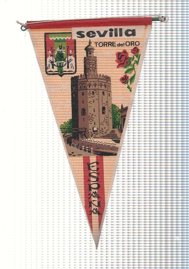 BANDERIN: SEVILLA - Ilustracion de la TORRE DEL ORO y escudo de la localidad 