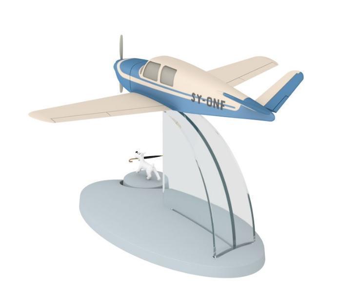 Avion Tintin con figura Milu: avion BEECHCRAFT 35 BONANZA del album El asunto Tornasol 2014 (ref. #29539)