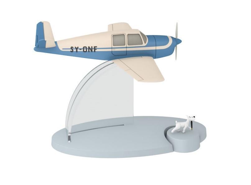 Avion Tintin con figura Milu: avion BEECHCRAFT 35 BONANZA del album El asunto Tornasol 2014 (ref. #29539)