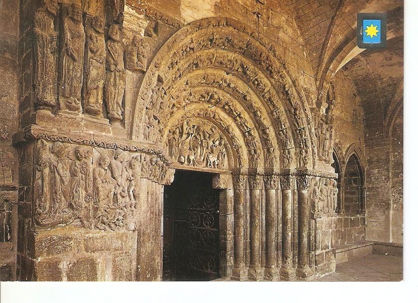 Postal 030193 : Estella (Navarra) Portada Iglesia San Miguel