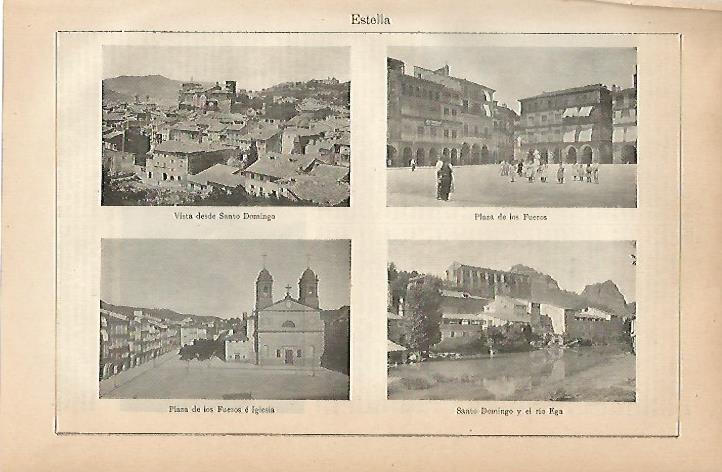 LAMINA ESPASA 7880: Vistas de Estella Navarra