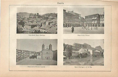 LAMINA ESPASA 7880: Vistas de Estella Navarra