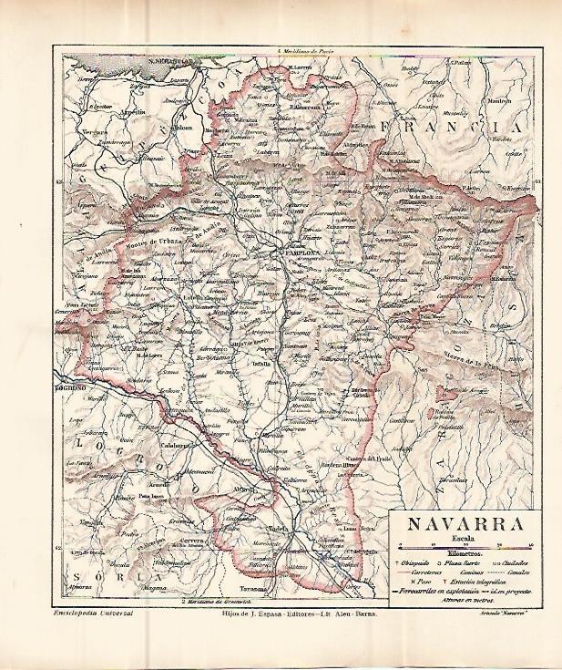 LAMINA ESPASA 10760: Mapa de Navarra