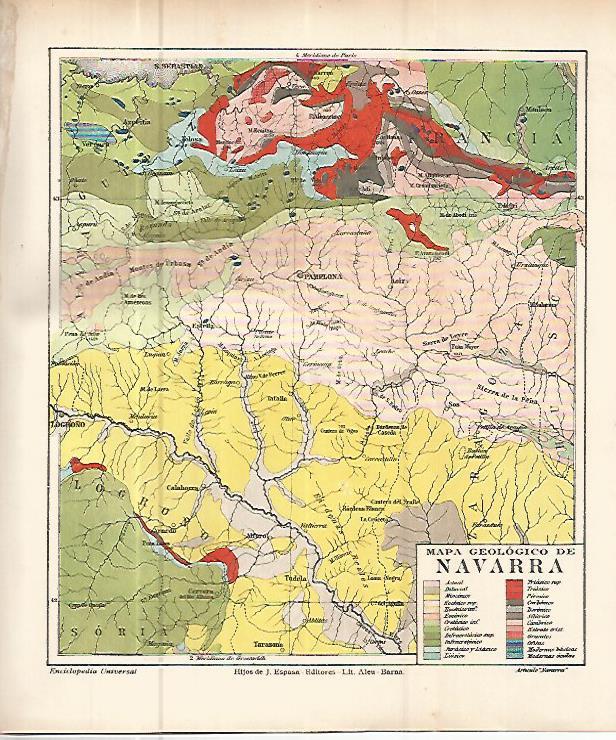LAMINA ESPASA 10761: Mapa geologico de Navarra