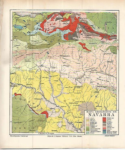 LAMINA ESPASA 10761: Mapa geologico de Navarra