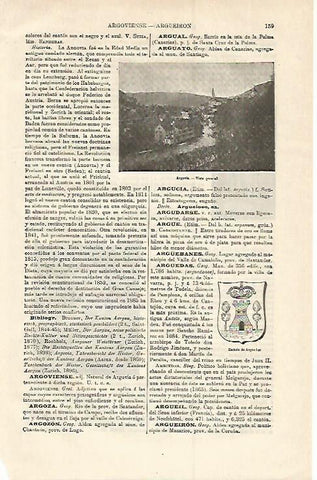 LAMINA ESPASA Alemania 12768: Vista de Argovia Alemania y escudo de Arguedas Navarra