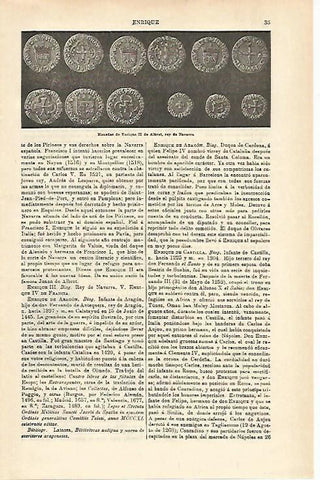LAMINA ESPASA 16048: Monedas de Enrique II de Navarra