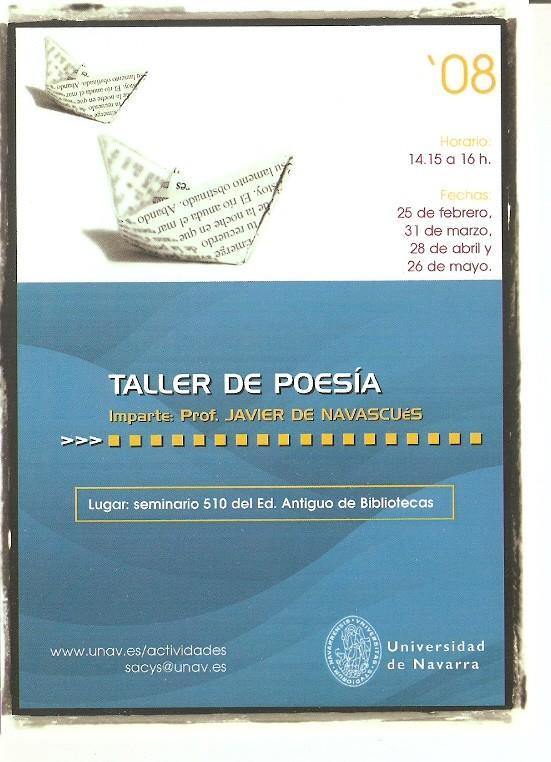 Postal 020067 : Taller de poesia. Universida de Navarra