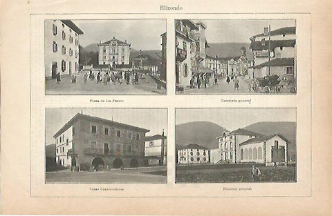 LAMINA ESPASA 6864: Vistas de Elizondo Navarra