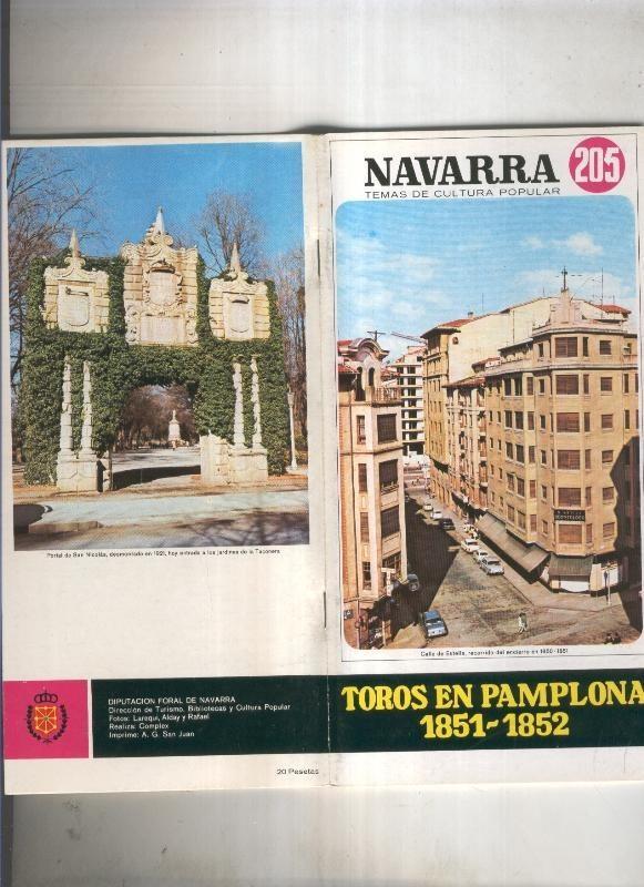 Navarra temas de cultura popular numero 205: Toros en Pamplona 1851-1852