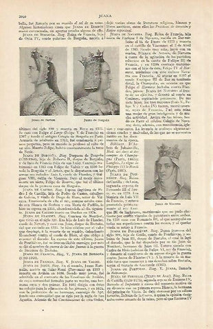 LAMINA ESPASA 6290: Retratos de Juana de Borbon Juana de Navarra y Juana de Borgoña