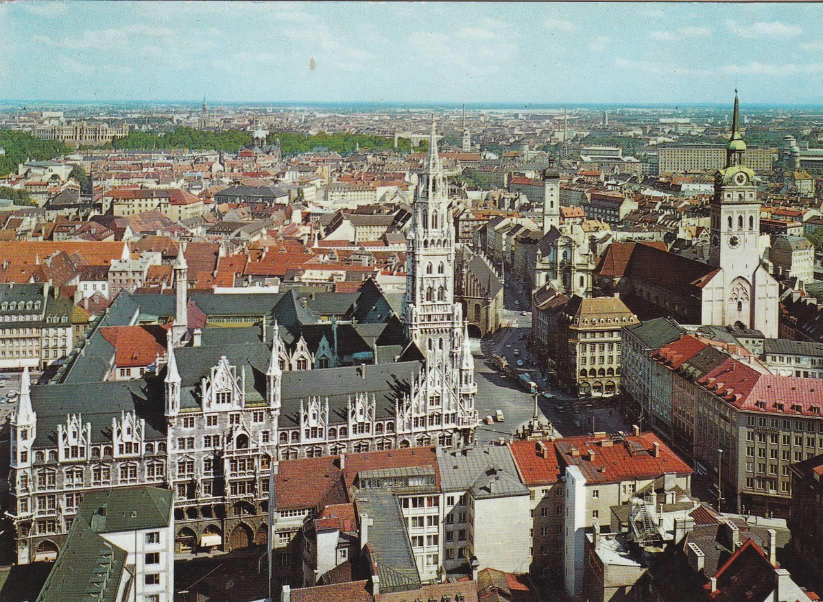 POSTAL B8703: MUNIC: FRAUENKIRCHE Y MARIENPLATZ
