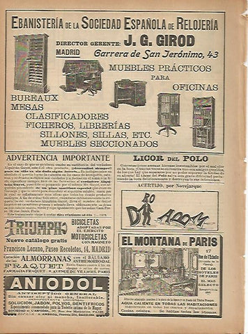 LAMINA 11605: Publicidad de Ebanisteria de la Sociedad Española de Relojeria