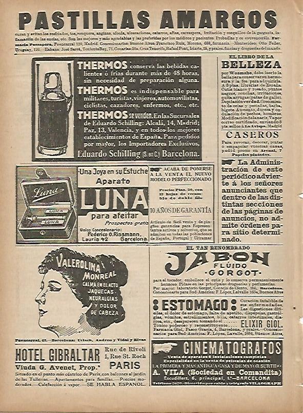 LAMINA 11657: Publicidad de Pastillas Amargos y Hotel Gibraltar de Paris
