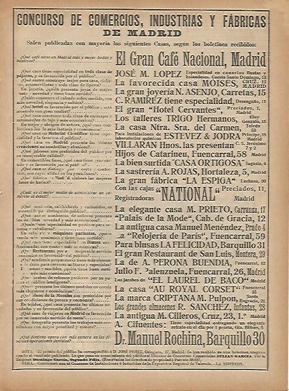 LAMINA 11674: Publicidad del Concurso de Comercios Industrias y Fabricas de Madrid