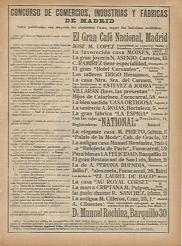 LAMINA 11674: Publicidad del Concurso de Comercios Industrias y Fabricas de Madrid