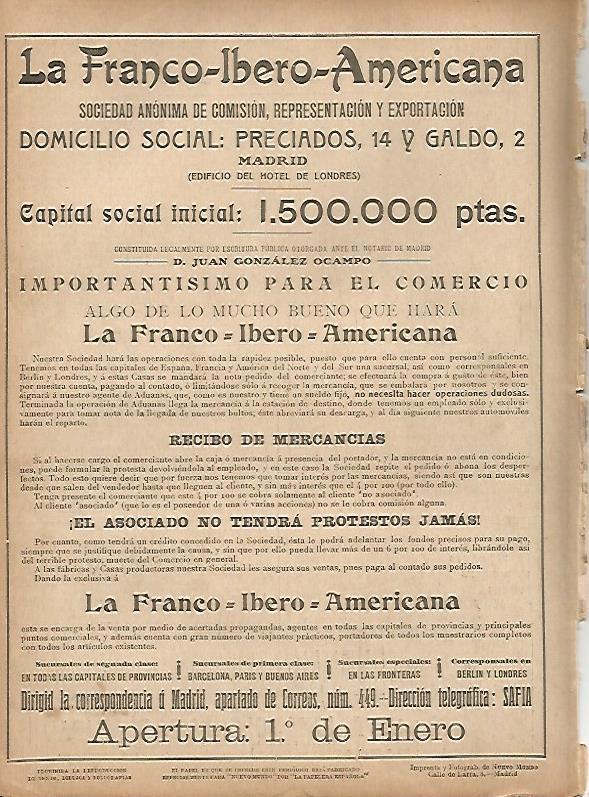 LAMINA 11706: Publicidad de La Franco-Ibero-Americana