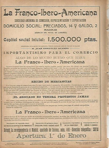 LAMINA 11706: Publicidad de La Franco-Ibero-Americana