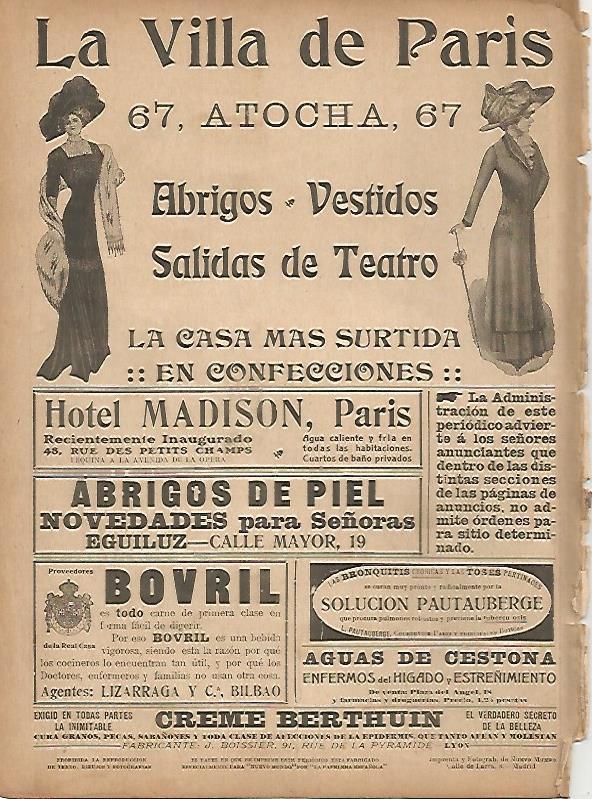 LAMINA 11747: Publicidad de La Villa de Paris en Madrid