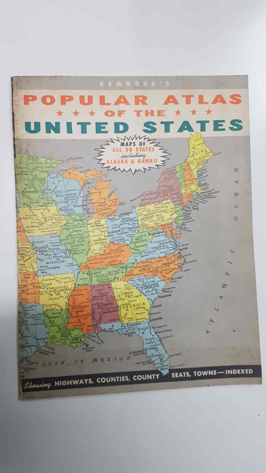 Popular Atlas: of the United States - Hammonds. Maps of all 50 states including Alaska and Hawaii