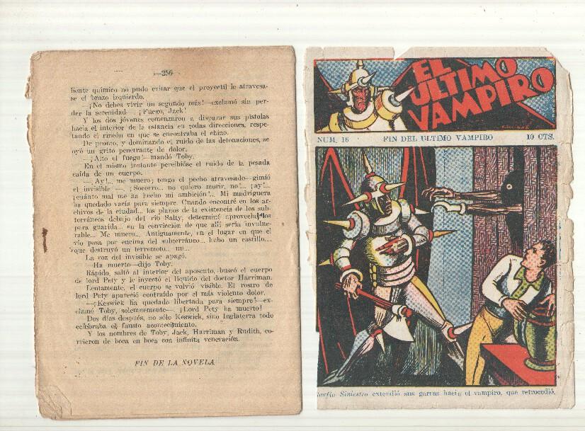 Ediciones Marco: El Ultimo vampiro numero 16: Fin del ultimo vampiro (falta cubierta trasera)