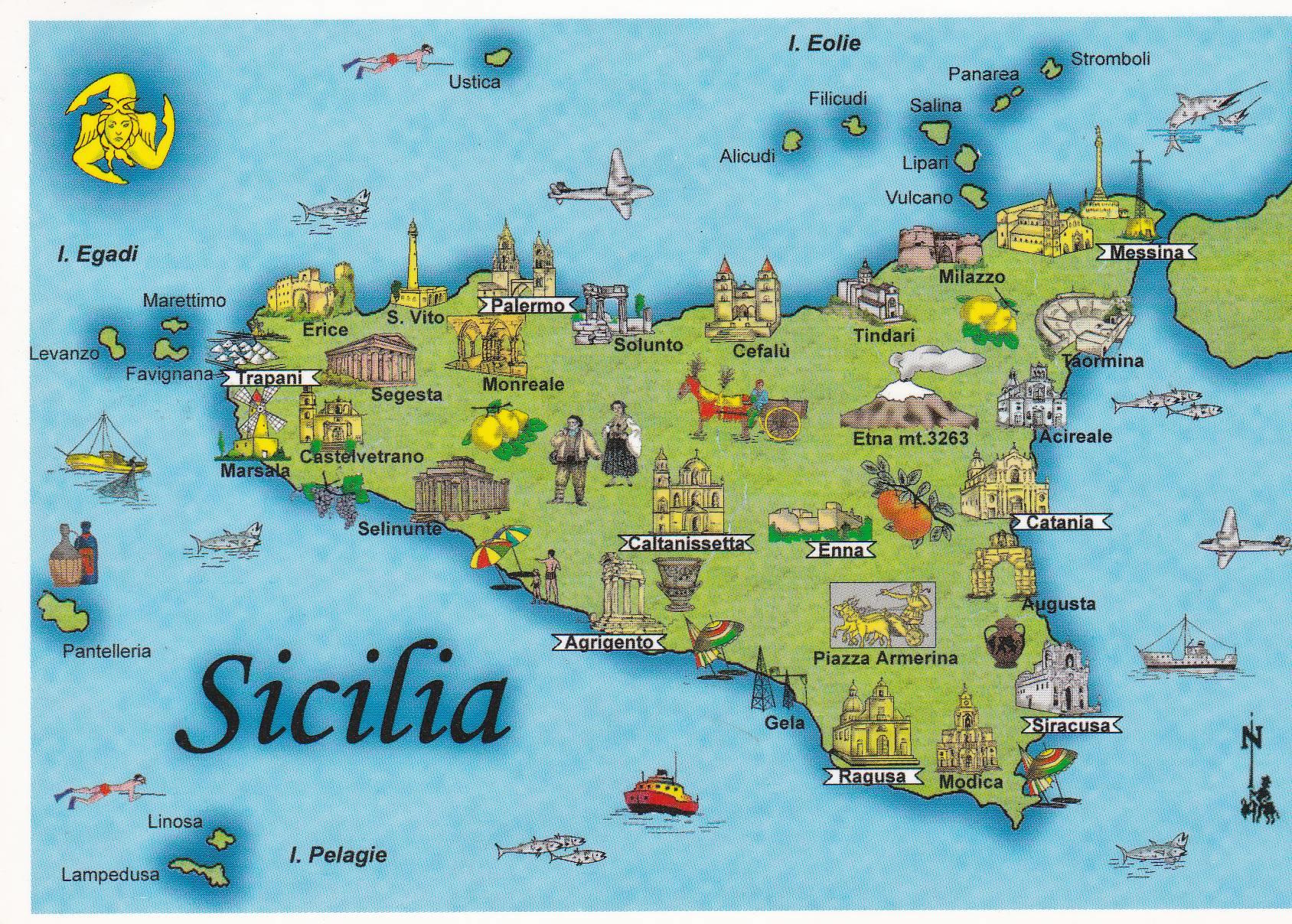 POSTAL B9009: SICILIA: DIVERSOS ASPECTOS