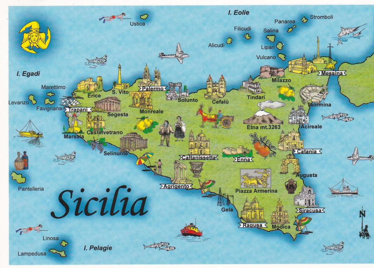 POSTAL B9009: SICILIA: DIVERSOS ASPECTOS