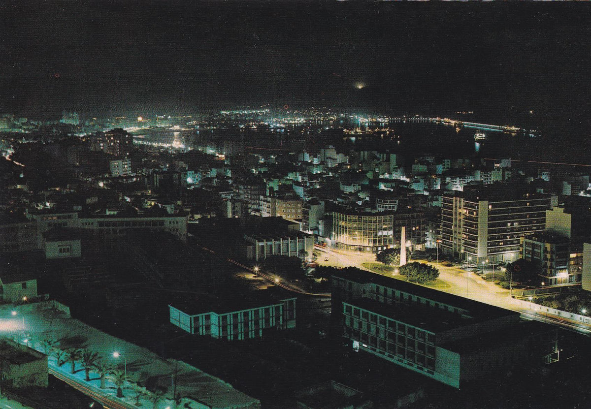 POSTAL B9183: LAS PALMAS DE GRAN CANARIA: VISTA NOCTURNA DEL MUELLE