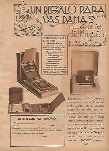 LAMINA BLANCO Y NEGRO 11837: Publicidad de un estuche polvera