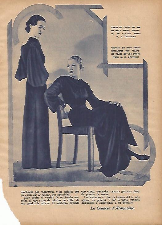 LAMINA BLANCO Y NEGRO 11862: Traje de tarde y vestido de raso negro