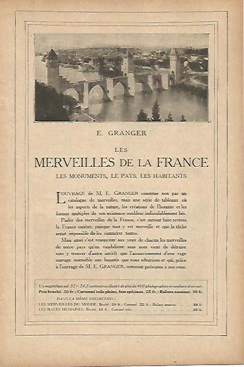 LAMINA 11910: Publicidad del libro Merveilles de la France