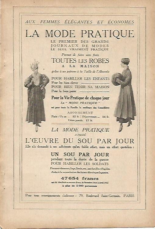 LAMINA 11911: Publicidad de La Mode Pratique